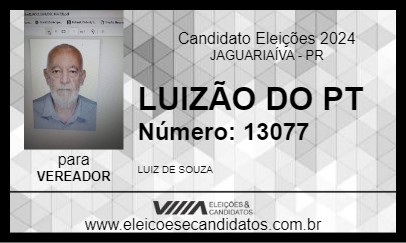 Candidato LUIZÃO DO PT 2024 - JAGUARIAÍVA - Eleições