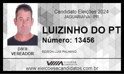 Candidato LUIZINHO DO PT 2024 - JAGUARIAÍVA - Eleições