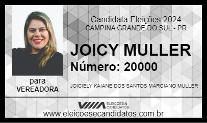 Candidato JOICY MULLER 2024 - CAMPINA GRANDE DO SUL - Eleições