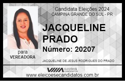 Candidato JACQUELINE PRADO 2024 - CAMPINA GRANDE DO SUL - Eleições