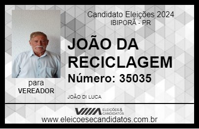 Candidato JOÃO DA RECICLAGEM 2024 - IBIPORÃ - Eleições