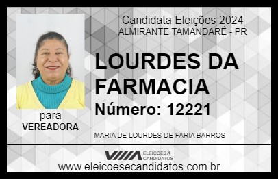 Candidato LOURDES DA FARMACIA 2024 - ALMIRANTE TAMANDARÉ - Eleições