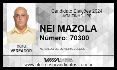 Candidato NEI MAZOLA 2024 - JATAIZINHO - Eleições