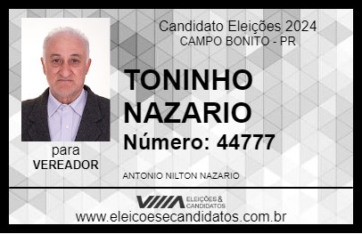 Candidato TONINHO NAZARIO 2024 - CAMPO BONITO - Eleições