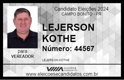 Candidato LEGERSON KOTHE 2024 - CAMPO BONITO - Eleições