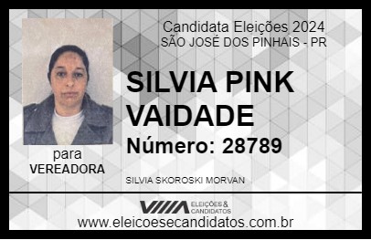 Candidato SILVIA PINK VAIDADE 2024 - SÃO JOSÉ DOS PINHAIS - Eleições