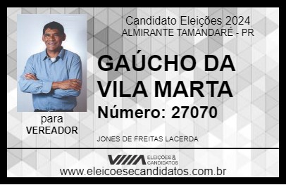 Candidato GAÚCHO DA VILA MARTA 2024 - ALMIRANTE TAMANDARÉ - Eleições