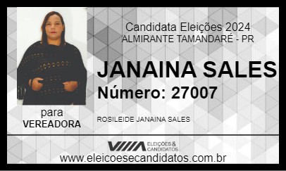 Candidato JANAINA SALES 2024 - ALMIRANTE TAMANDARÉ - Eleições