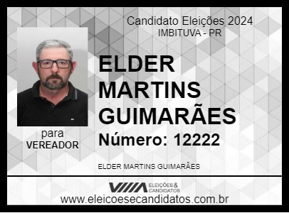 Candidato ELDER MARTINS GUIMARÃES 2024 - IMBITUVA - Eleições