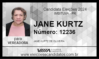 Candidato JANE KURTZ 2024 - IMBITUVA - Eleições