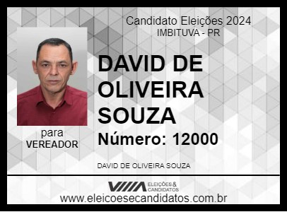 Candidato DAVID DE OLIVEIRA SOUZA 2024 - IMBITUVA - Eleições