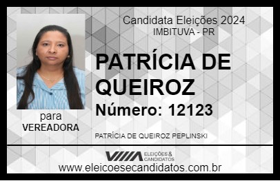 Candidato PATRÍCIA DE QUEIROZ 2024 - IMBITUVA - Eleições