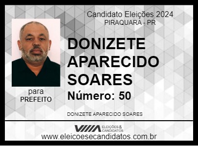 Candidato DONIZETE APARECIDO SOARES 2024 - PIRAQUARA - Eleições