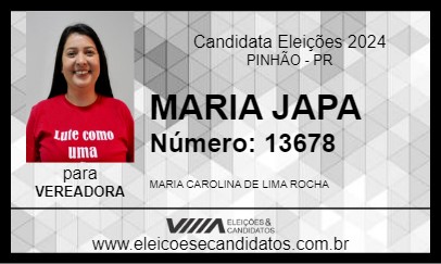 Candidato MARIA JAPA 2024 - PINHÃO - Eleições