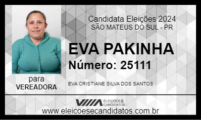 Candidato EVA PAKINHA 2024 - SÃO MATEUS DO SUL - Eleições