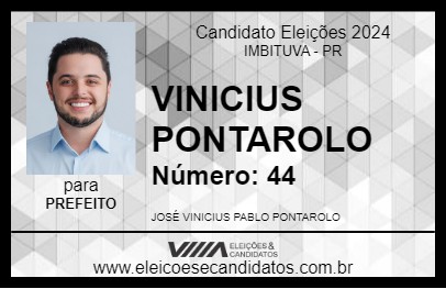 Candidato VINICIUS PONTAROLO 2024 - IMBITUVA - Eleições