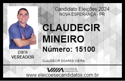 Candidato CLAUDECIR MINEIRO 2024 - NOVA ESPERANÇA - Eleições