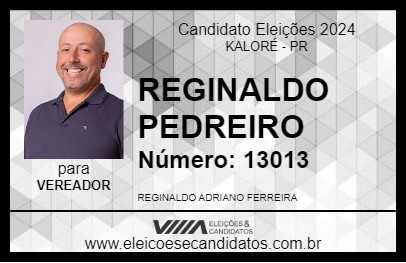 Candidato REGINALDO PEDREIRO 2024 - KALORÉ - Eleições