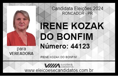 Candidato IRENE KOZAK DO BONFIM 2024 - RONCADOR - Eleições