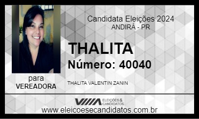 Candidato THALITA 2024 - ANDIRÁ - Eleições