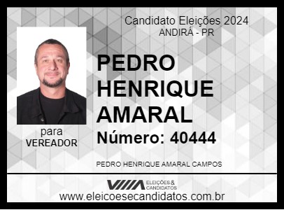 Candidato PEDRO HENRIQUE AMARAL 2024 - ANDIRÁ - Eleições