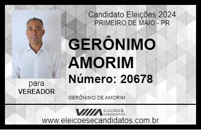 Candidato GERÔNIMO AMORIM 2024 - PRIMEIRO DE MAIO - Eleições