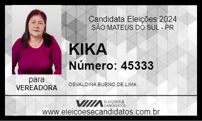 Candidato KIKA 2024 - SÃO MATEUS DO SUL - Eleições