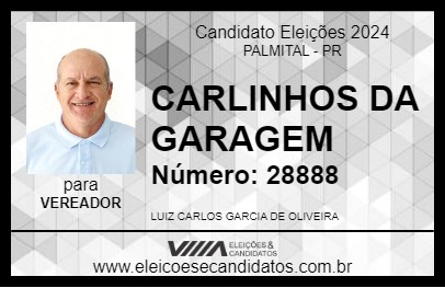 Candidato CARLINHOS DA GARAGEM 2024 - PALMITAL - Eleições