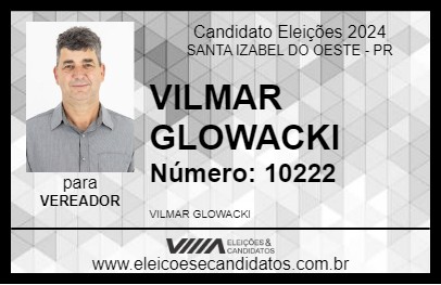 Candidato VILMAR GLOWACKI 2024 - SANTA IZABEL DO OESTE - Eleições