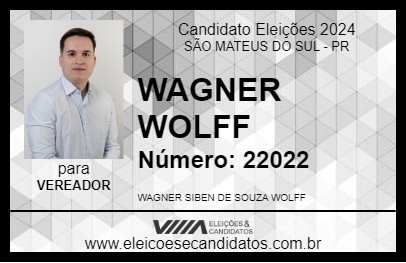 Candidato WAGNER WOLFF 2024 - SÃO MATEUS DO SUL - Eleições