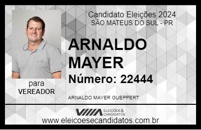 Candidato ARNALDO MAYER 2024 - SÃO MATEUS DO SUL - Eleições