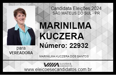 Candidato MARINILMA KUCZERA 2024 - SÃO MATEUS DO SUL - Eleições