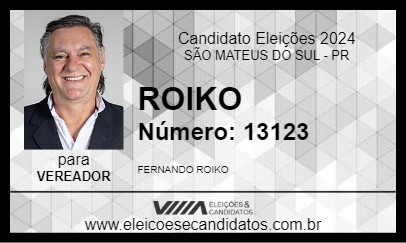 Candidato ROIKO 2024 - SÃO MATEUS DO SUL - Eleições