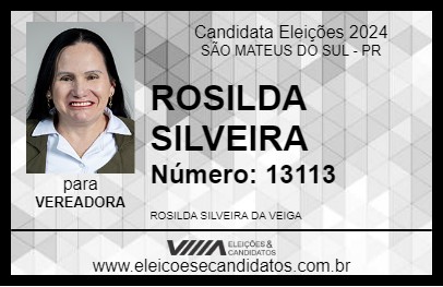 Candidato ROSILDA SILVEIRA 2024 - SÃO MATEUS DO SUL - Eleições