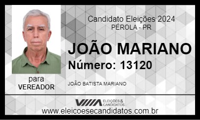 Candidato JOÃO MARIANO 2024 - PÉROLA - Eleições