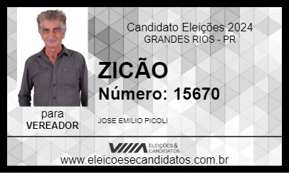 Candidato ZICÃO 2024 - GRANDES RIOS - Eleições