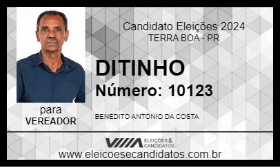 Candidato DITINHO 2024 - TERRA BOA - Eleições