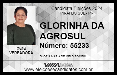 Candidato GLORINHA DA AGROSUL 2024 - PIRAÍ DO SUL - Eleições