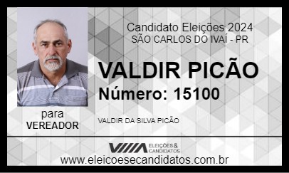 Candidato VALDIR PICÃO 2024 - SÃO CARLOS DO IVAÍ - Eleições