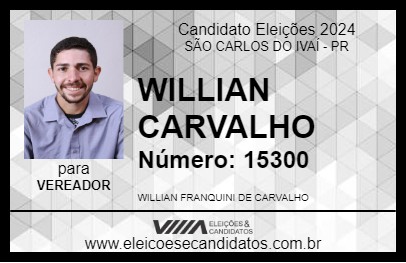 Candidato WILLIAN CARVALHO 2024 - SÃO CARLOS DO IVAÍ - Eleições