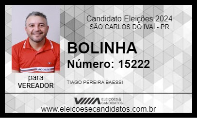 Candidato BOLINHA 2024 - SÃO CARLOS DO IVAÍ - Eleições