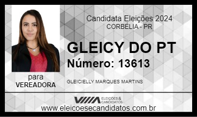 Candidato GLEICY DO PT 2024 - CORBÉLIA - Eleições