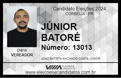 Candidato JÚNIOR BATORÉ 2024 - CORBÉLIA - Eleições