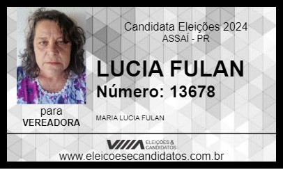 Candidato LUCIA FULAN 2024 - ASSAÍ - Eleições