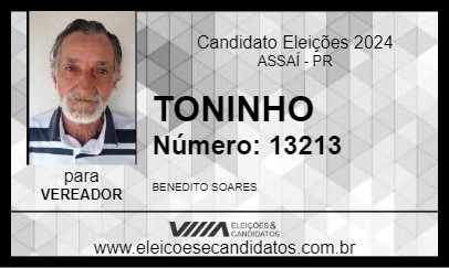 Candidato TONINHO 2024 - ASSAÍ - Eleições