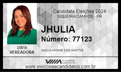 Candidato JHULIA 2024 - SIQUEIRA CAMPOS - Eleições