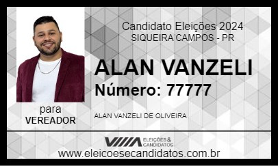 Candidato ALAN VANZELI 2024 - SIQUEIRA CAMPOS - Eleições