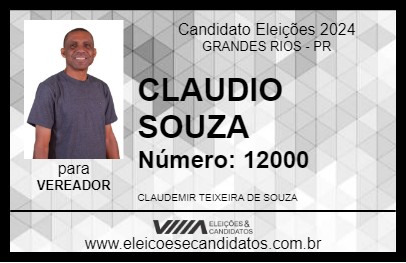 Candidato CLAUDIO SOUZA 2024 - GRANDES RIOS - Eleições