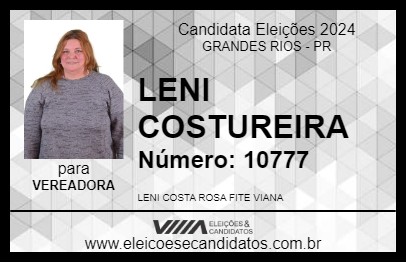 Candidato LENI COSTUREIRA 2024 - GRANDES RIOS - Eleições