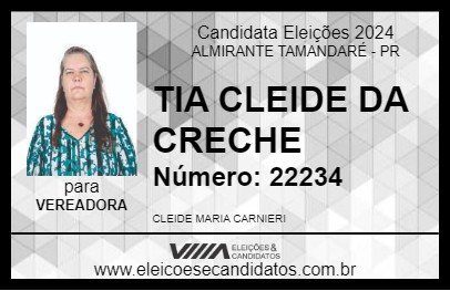 Candidato TIA CLEIDE DA CRECHE 2024 - ALMIRANTE TAMANDARÉ - Eleições